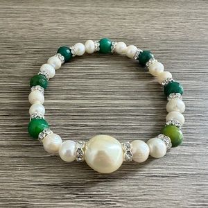 💝Round Beads and Freshwater Pearl Stretch Bracelet New High Quality Handmade